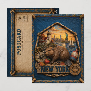 New York Reis met Vintage Sfeer Briefkaart