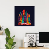 New York - Reizen naar de beroemde Landmarks Poster (Thuiskantoor)