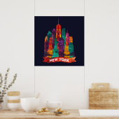 New York - Reizen naar de beroemde Landmarks Poster (Keuken)