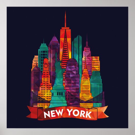 New York - Reizen naar de beroemde Landmarks Poster (Voorkant)
