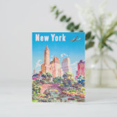 New York Rested USA Vintage Poster Briefkaart (Staand voorkant)