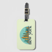 New York Retro City Skyline Cityscape Art Bagagelabel (Voorkant (verticaal))