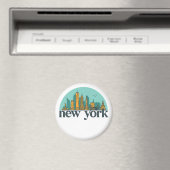 New York  Retro City Skyline Cityscape Art Magneet (Insitu (Vaatwasser))