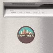 New York  Retro City Skyline Cityscape Art Magneet (Insitu (Vaatwasser))