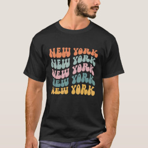 New York Retro Groovy America US State  70's T-shirt