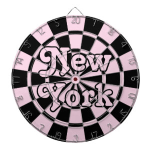 NEW YORK Retro Modern Licht Roze en Zwart Dartbord
