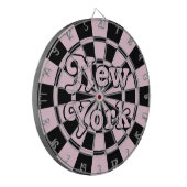 NEW YORK Retro Modern Licht Roze en Zwart Dartbord (Voorkant Links)