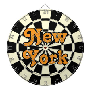 NEW YORK Retro Modern Oranje tekst Zwart en crème Dartbord