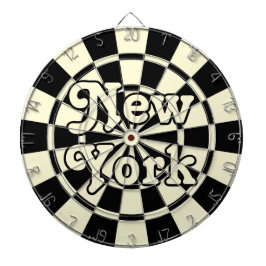 NEW YORK Retro Modern Zwart en Licht Crème Dartbord