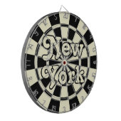 NEW YORK Retro Modern Zwart en Licht Crème Dartbord (Voorkant Links)