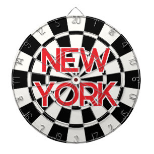 NEW YORK Retro Moderne rode tekst op zwart en wit Dartbord