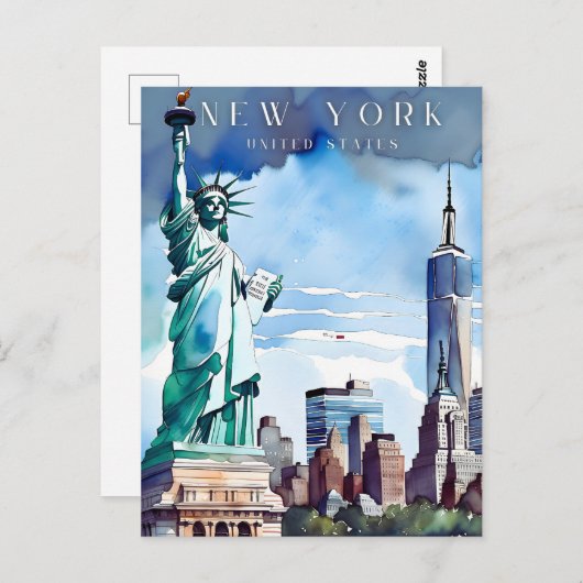 New York retro reizen briefkaart (Voorkant / Achterkant)