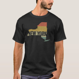 New York  Retro Sunset State Map T-shirt