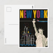 New York, Retro Travel Briefkaart (Voorkant / Achterkant)