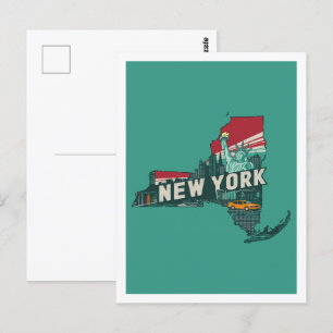 New York Retro Travel Design Iconische Verenigde S Briefkaart