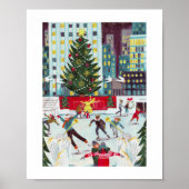 New York Rockefeller center kerstschaatsen Poster (Voorkant)