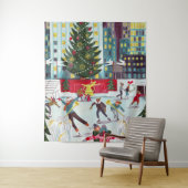 New York Rockefeller center kerstschaatsen Wandkleed (In situ)