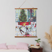 New York Rockefeller center kerstskateboarder Hangend Wandkleed (Slaapkamer)