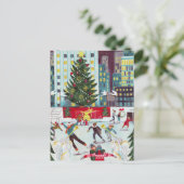 New York Rockefeller center kerstskateeg Feestdagenkaart (Staand voorkant)