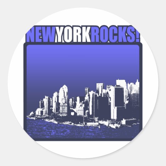 New York Rocks! Ronde Sticker (Voorkant)
