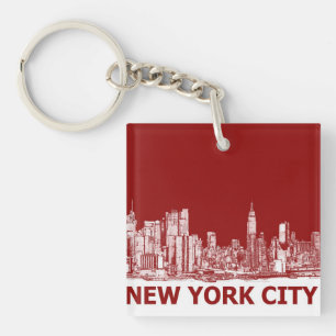 New York rode kastanje Sleutelhanger