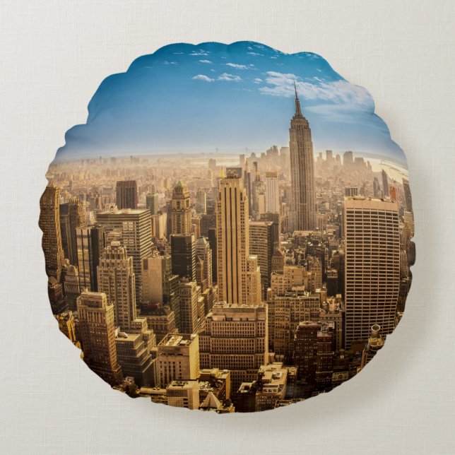 New York Rond Kussen (Voorkant)