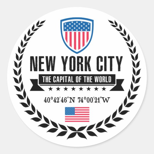 New York Ronde Sticker (Voorkant)