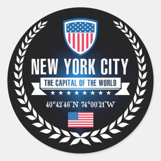 New York Ronde Sticker (Voorkant)