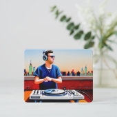 New York Roof Top Dj Bedankkaart (Staand voorkant)