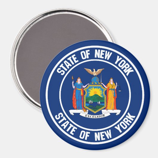 New York Round Emblem Magneet (Voorkant / Achterkant)
