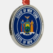 New York Round Emblem Metalen Ornament (Rechts)
