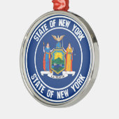 New York Round Emblem Metalen Ornament (Links)