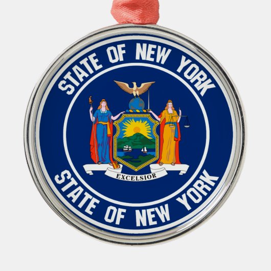 New York Round Emblem Metalen Ornament (Voorkant)