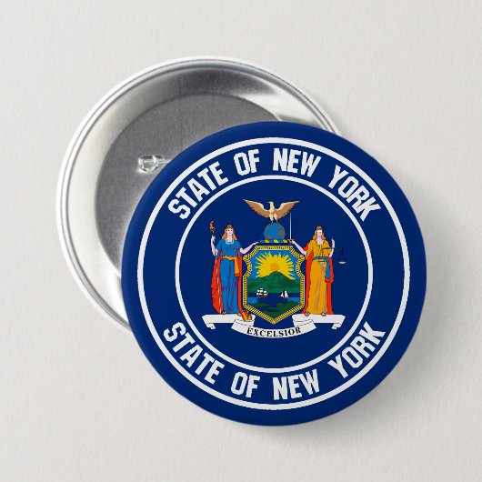 New York Round Emblem Ronde Button 7,6 Cm (Voorkant /achterkant)