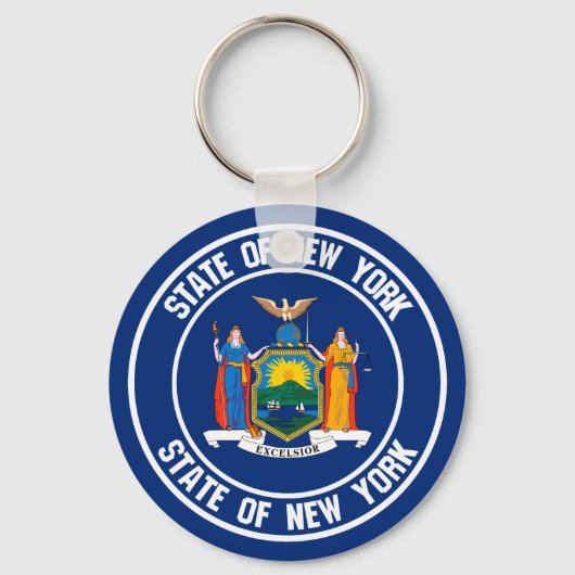New York Round Emblem Sleutelhanger (Voorkant)