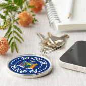 New York Round Emblem Sleutelhanger (Zijkant)