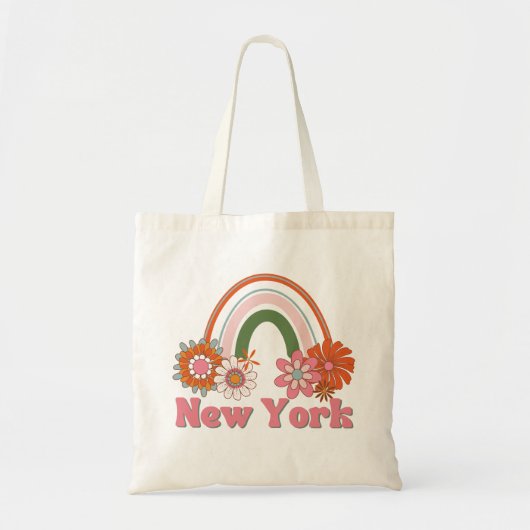 New York Roze Retro Style Canvas tas (Voorkant)