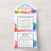 New York RSVP Rainbow Modern Wedding All In One Uitnodiging (Binnen)
