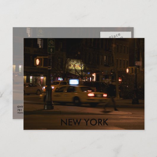 NEW YORK 's nachts Briefkaart (Voorkant / Achterkant)