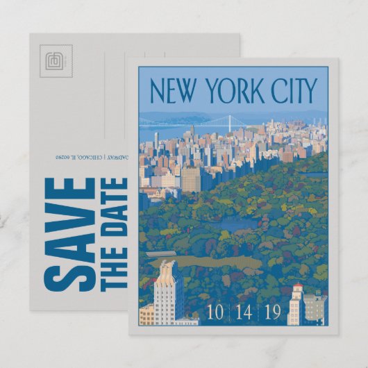 New York | Save the date Aankondigingskaart (Voorkant / Achterkant)