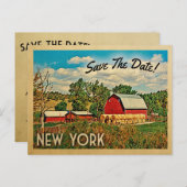New York Save the Date Boerderij Barn Rustic Aankondigingskaart (Voorkant / Achterkant)