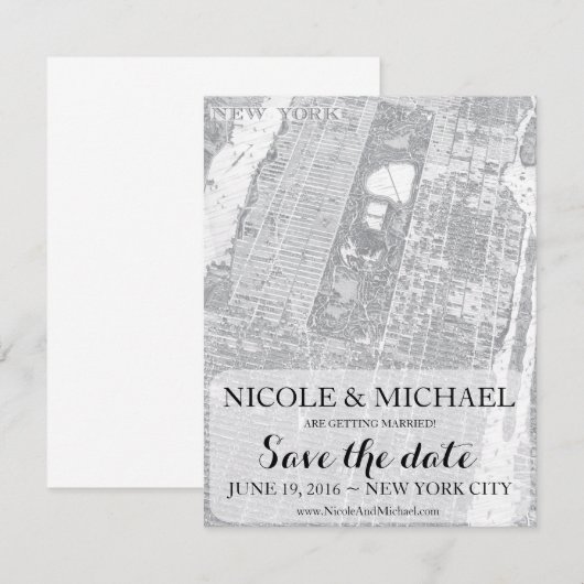 New York Save the Date -  Map (Voorkant / Achterkant)