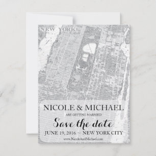 New York Save the Date - Oude kaart