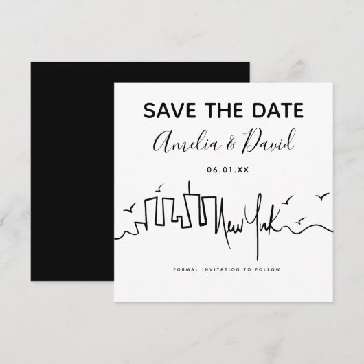 New York Script Tekening Bewaar de Datum (Voorkant / Achterkant)