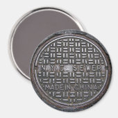 New York Sewer Hoesje & Asphalt Pavement Photo Magneet (Voorkant / Achterkant)