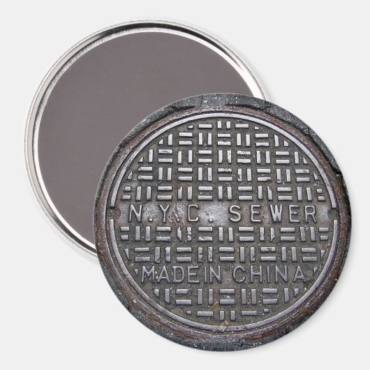 New York Sewer Hoesje & Asphalt Pavement Photo Magneet (Voorkant / Achterkant)