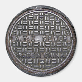 New York Sewer Hoesje & Asphalt Pavement Photo Magneet