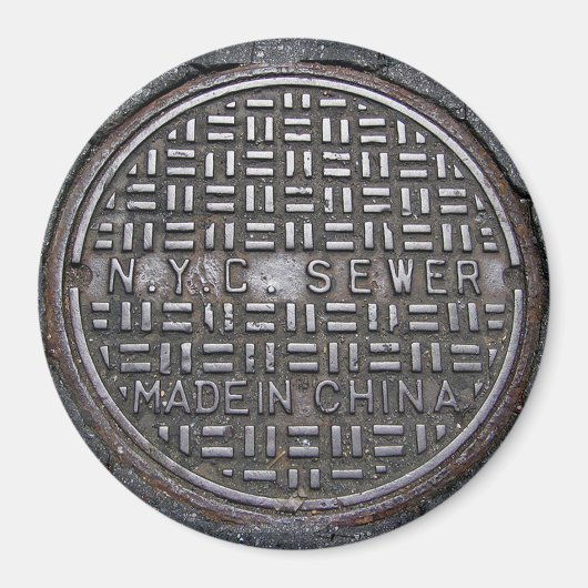 New York Sewer Hoesje & Asphalt Pavement Photo Magneet (Voorkant)