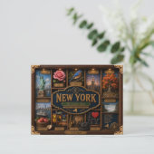 New York Shadow Box 3D Figuur Staat Briefkaart (Staand voorkant)