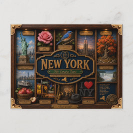 New York Shadow Box 3D Figuur Staat Briefkaart